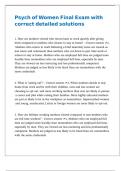 Psych of Women Final Exam with correct detailed solutions 