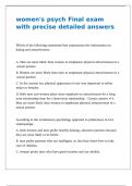 women-s psych Final exam with precise detailed answers 