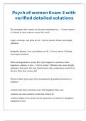 Psych of women Exam 3 with verified detailed solutions 