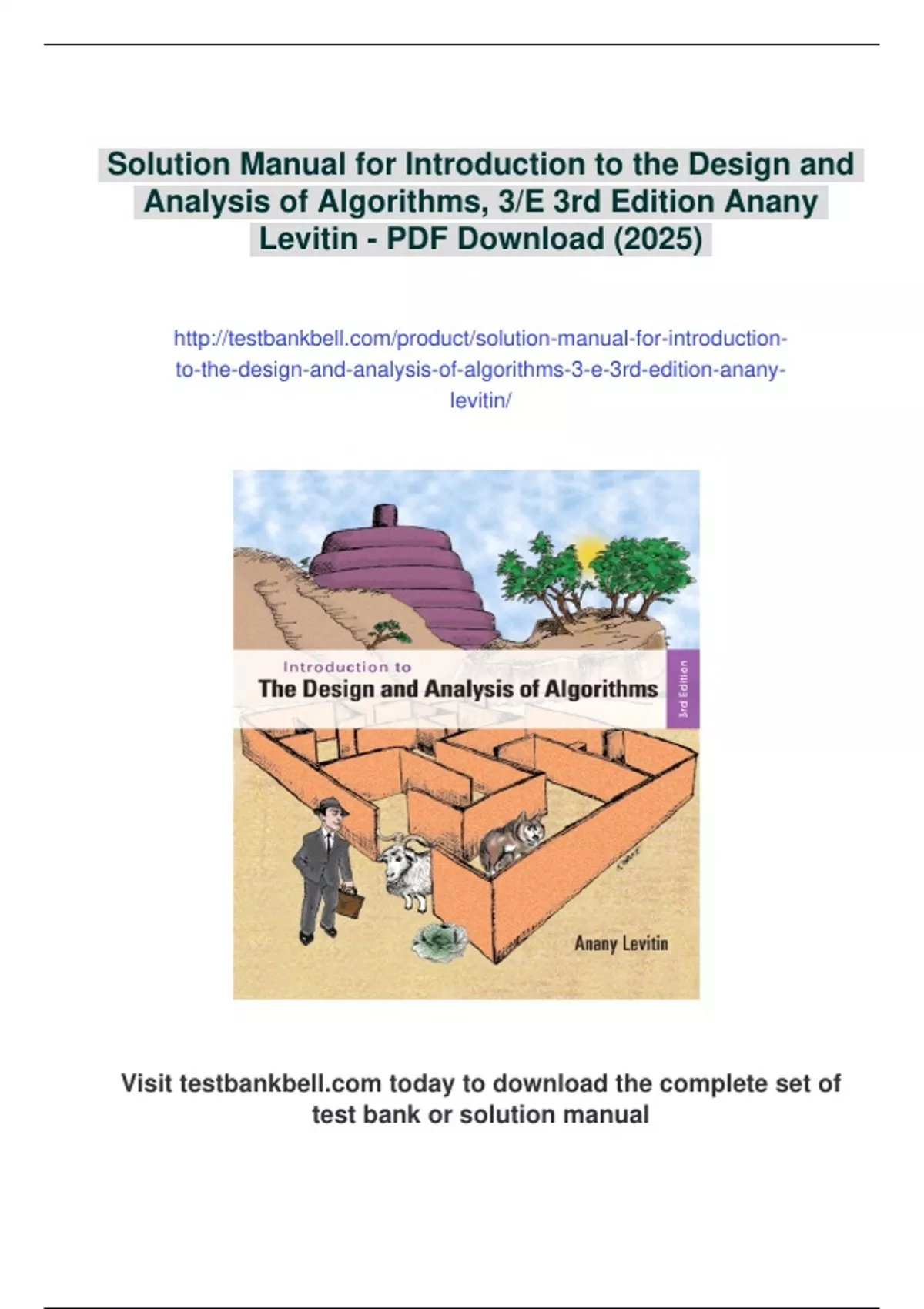 Summary Solution Manual for Introduction to the Design and Analysis of ...