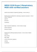 NRSG 2220 Exam 3 RESPIRATORY MOD with verified detailed answers 