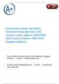 Construction Health and Safety Technician Exam Questions And Answers Latest Updates 2025&sol;2026 With Correct Answers 100&percnt; With Complete Solutions