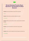 Dental Assistant Practice Exam  Questions with Detailed Verified  Answers