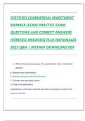CERTIFIED COMMERCIAL INVESTMENT  MEMBER &lpar;CCIM&rpar; PRACTICE EXAM QUESTIONS AND CORRECT ANSWERS  &lpar;VERIFIED ANSWERS&rpar; PLUS RATIONALES  2025 Q&A &vert; INSTANT DOWNLOAD PDF