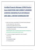 Certified Property Manager &lpar;CPM&rpar; Practice  Exam QUESTIONS AND CORRECT ANSWERS  &lpar;VERIFIED ANSWERS&rpar; PLUS RATIONALES  2025 Q&A &vert; INSTANT DOWNLOAD PDF
