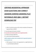 CERTIFIED RESIDENTIAL APPRAISER  EXAM QUESTIONS AND CORRECT  ANSWERS &lpar;VERIFIED ANSWERS&rpar; PLUS  RATIONALES 2025 Q&A &vert; INSTANT  DOWNLOAD PDF