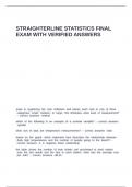 STRAIGHTERLINE STATISTICS FINAL EXAM WITH VERIFIED ANSWERS