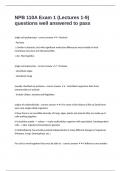 NPB 110A Exam 1 &lpar;Lectures 1-9&rpar; questions well answered to pass