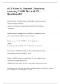 ACS Exam in General Chemistry covering CHEM 201 and 202 Questions & Answers
