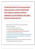 Florida Real Estate Post-Licensing Exam 2 &lpar;Sales Associate or Broker&rpar; QUESTIONS  AND CORRECT ANSWERS &lpar;VERIFIED  ANSWERS&rpar; PLUS RATIONALES 2025 Q&A &vert;  INSTANT DOWNLOAD PDF