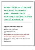 GENERAL CONTRACTOR LICENSE EXAM PRACTICE TEST QUESTIONS AND  CORRECT ANSWERS &lpar;VERIFIED  ANSWERS&rpar; PLUS RATIONALES 2025 Q&A  &vert; INSTANT DOWNLOAD PDF