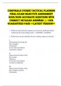 Corporals Course Tactical planning FINAL EXAM OBJECTIVE ASSESSMENT 2025&sol;2026 ACCURATE QUESTIONS WITH CORRECT DETAILED ANSWERS &vert;&vert; 100&percnt; GUARANTEED PASS <<LATEST VERSION>>