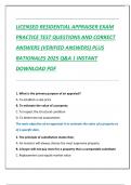 LICENSED RESIDENTIAL APPRAISER EXAM  PRACTICE TEST QUESTIONS AND CORRECT  ANSWERS &lpar;VERIFIED ANSWERS&rpar; PLUS  RATIONALES 2025 Q&A &vert; INSTANT  DOWNLOAD PDF