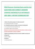 Mold Assessor Licensing Exam practice test QUESTIONS AND CORRECT ANSWERS  &lpar;VERIFIED ANSWERS&rpar; PLUS RATIONALES  2025 Q&A &vert; INSTANT DOWNLOAD PDF