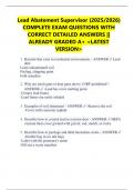 Lead Abatement Supervisor &lpar;2025&sol;2026&rpar; COMPLETE EXAM QUESTIONS WITH CORRECT DETAILED ANSWERS &vert;&vert; ALREADY GRADED A&plus; <LATEST VERSION>