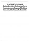 Business Law Today The Essentials 13th Edition &vert; Complete Solution Manual & Answer Guide for Chapters 1&ndash;25 &vert; Roger LeRoy Miller &vert; 2025&sol;2026