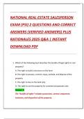 Compilation Bundle For NATIONAL REAL ESTATE SALESPERSON EXAMS &lpar;PSI&rpar; QUESTIONS AND CORRECT ANSWERS &lpar;VERIFIED ANSWERS&rpar; PLUS RATIONALES 2025 Q&A &vert; INSTANT DOWNLOAD PDF
