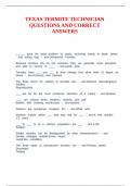 TEXAS TERMITE TECHNICIAN QUESTIONS AND CORRECT ANSWERS