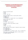 TERMITE EXAM PREPARATION QUESTIONS AND CORRECT ANSWERS