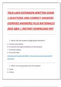 TDLR LASH EXTENSION WRITTEN EXAM  1 QUESTIONS AND CORRECT ANSWERS  &lpar;VERIFIED ANSWERS&rpar; PLUS RATIONALES  2025 Q&A &vert; INSTANT DOWNLOAD PDF