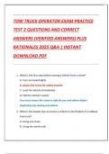 TOW TRUCK OPERATOR EXAM PRACTICE  TEST 2 QUESTIONS AND CORRECT  ANSWERS &lpar;VERIFIED ANSWERS&rpar; PLUS  RATIONALES 2025 Q&A &vert; INSTANT  DOWNLOAD PDF