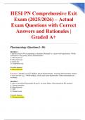 HESI PN Comprehensive Exit Exam &lpar;2025&sol;2026&rpar; &ndash; Actual Exam Questions with Correct Answers and Rationales &vert; Graded A&plus;
