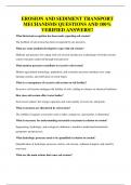 EROSION AND SEDIMENT TRANSPORT MECHANISMS QUESTIONS AND 100&percnt; VERIFIED ANSWERS&excl;&excl;