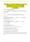 EROSION CONTROL CERTIFICATION AND SEDIMENTATION STUDY GUIDE QUESTIONS AND 100&percnt; VERIFIED ANSWERS&excl;&excl;