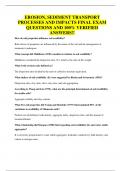 EROSION&comma; SEDIMENT TRANSPORT PROCESSES AND IMPACTS FINAL EXAM QUESTIONS AND 100&percnt; VERIFIED ANSWERS&excl;&excl;
