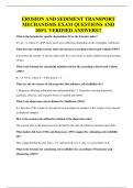 EROSION AND SEDIMENT TRANSPORT MECHANISMS EXAM QUESTIONS AND 100&percnt; VERIFIED ANSWERS&excl;&excl;