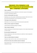 EROSION&comma; WEATHERING AND SEDIMENTATION EXAM QUESTIONS AND 100&percnt; VERIFIED ANSWERS&excl;&excl;