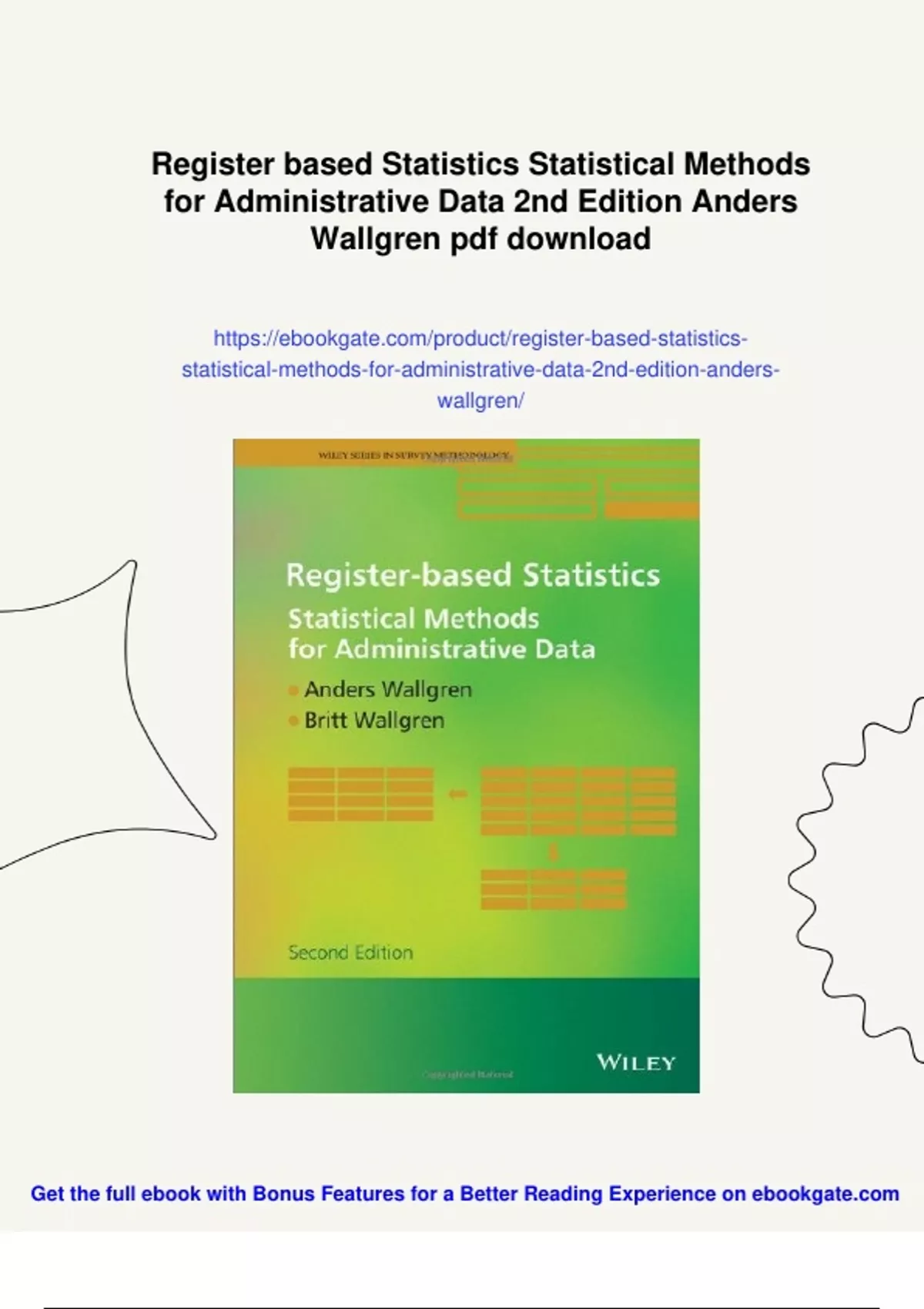 Summary Register based Statistics Statistical Methods for ...