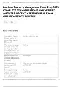 Montana Property Management Exam Prep 2025 COMPLETE EXAM QUESTIONS AND VERIFIED ANSWERS &vert;RECENTLY TESTING REAL EXAM QUESTIONS&vert; 100&percnt; SOLVED&excl;&excl;