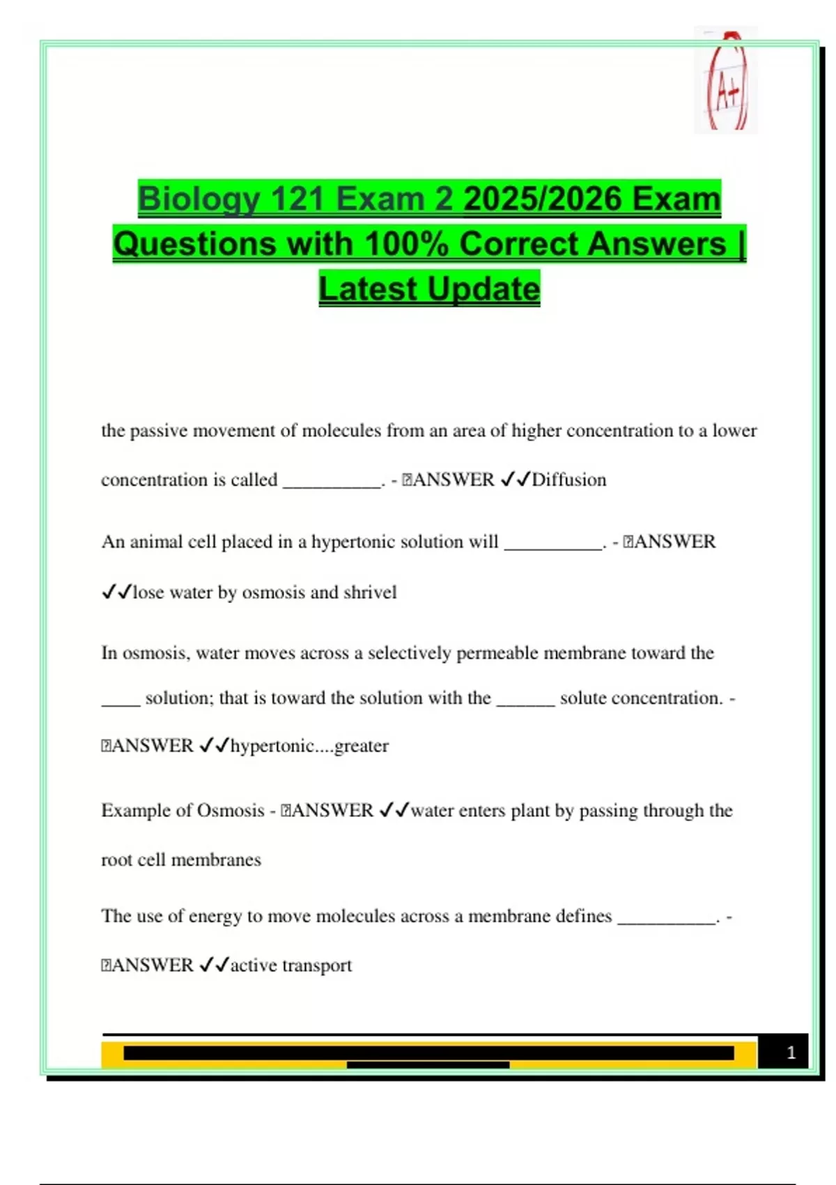 iology 121 – Exam 2 (100+ Verified Q&A) | 2025/2026 Master Study Guide ...