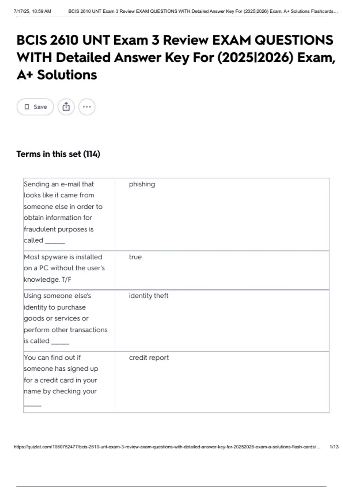 BCIS 2610 UNT Exam 3 Review EXAM QUESTIONS WITH Detailed Answer Key For ...