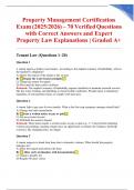 Property Management Certification Exam &lpar;2025&sol;2026&rpar; &ndash; 70 Verified Questions with Correct Answers and Expert Property Law Explanations &vert; Graded A&plus;