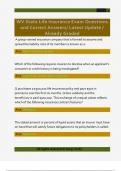 WV State Life Insurance Exam Questions  and Correct Answers&sol; Latest Update &sol;  Already Graded