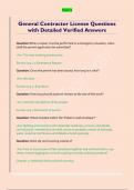 General Contractor License Questions  with Detailed Verified Answers 