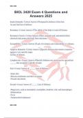 BIOL 2420 Exam 4 Questions and Answers 2025