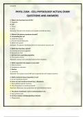 PHYSL 210A - CELL PHYSIOLOGY ACTUAL EXAM QUESTIONS AND ANSWERS