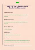HCB 102 Test 3 Questions with  Detailed Verified Answers 