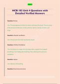HCB 102 Unit 4 Questions with  Detailed Verified Answers