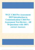 WGU C464 Pre-Assessment  2025 Introduction to  Communication&sol; C464 Pre-Assessment Test Review - All  70 Questions with 100&percnt;  correct Answers 