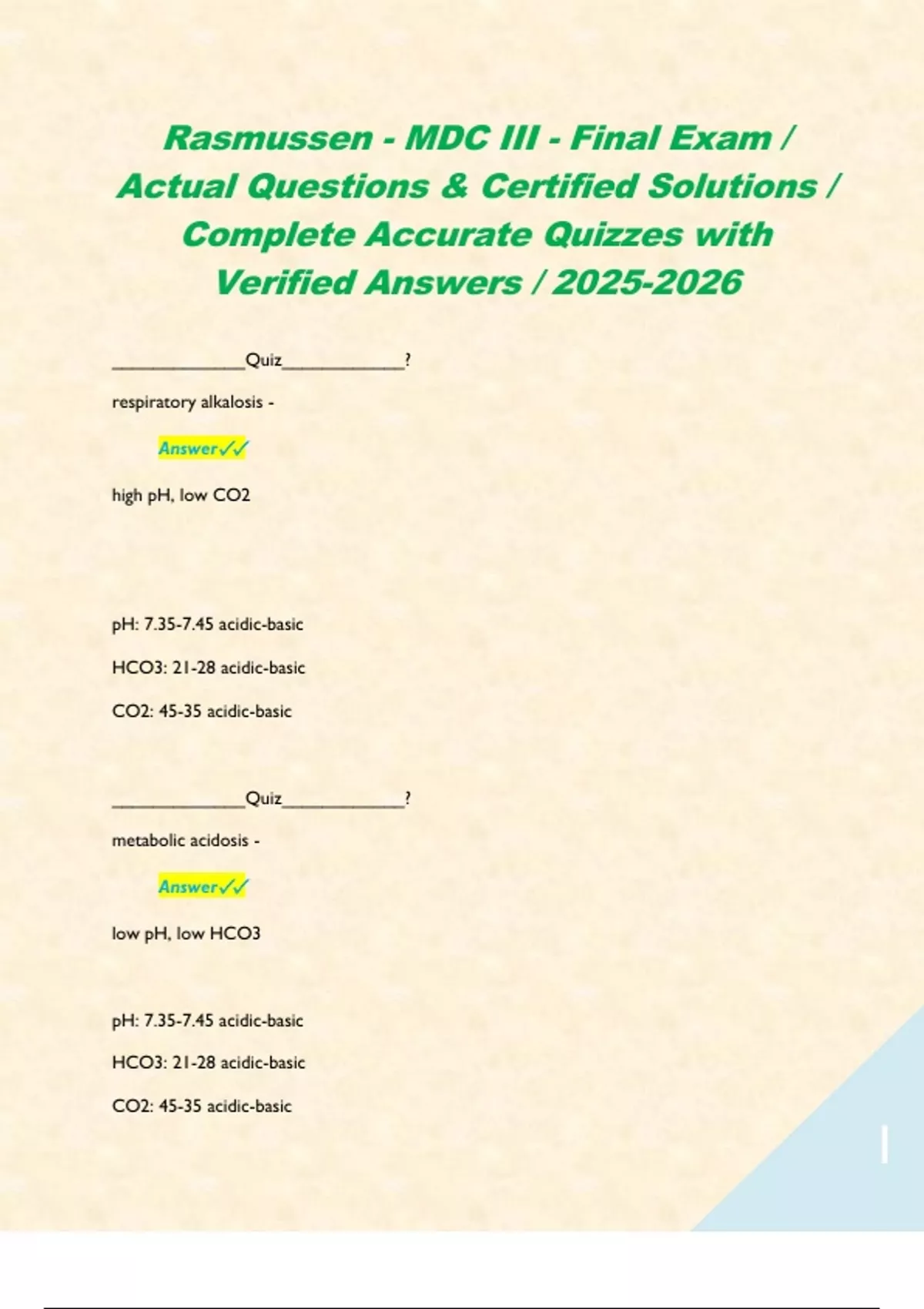 Rasmussen - MDC III - Final Exam / Actual Questions & Certified ...