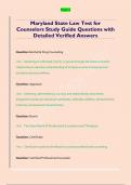 Maryland State Law Test for  Counselors Study Guide Questions with  Maryland State Law Test for  Counselors Study Guide Questions with  Detailed Verified Answers Detailed Verified Answers 