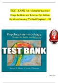 TEST BANK For Psychopharmacology  Drugs the Brain and Behavior 3rd Edition  By Meyer Nursing&comma; Verified Chapters 1 - 20
