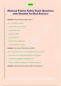 National Patient Safety Goals Questions  with Detailed Verified Answers 