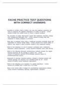 FACHE PRACTICE TEST QUESTIONS WITH CORRECT ANSWERS