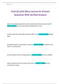 Final &lpar;2&rpar; LSUE Micro Lecture Dr Al Exam Questions With Verified Answers