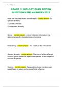 GRADE 11 BIOLOGY EXAM REVIEW  QUESTIONS AND ANSWERS 2025 
